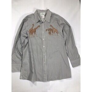 The Quacker Factory Size Medium Striped Shirt Giraffe Embroidery Rhinestones